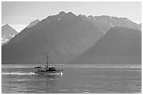 Fishing boat in Resurection Bay. Seward, Alaska, USA ( black and white)