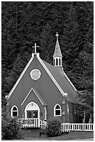 Red church. Seward, Alaska, USA ( black and white)