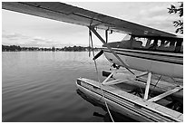 Float plane on Lake Hood. Anchorage, Alaska, USA ( black and white)