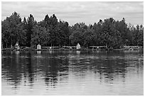 Floatplanes and reflections.. Anchorage, Alaska, USA ( black and white)