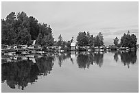 Sea planes and reflections. Anchorage, Alaska, USA (black and white)