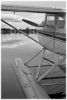 Seaplane moored on Lake Hood. Anchorage, Alaska, USA (black and white)