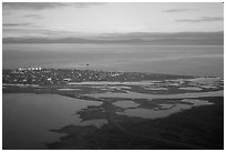 Aerial view of Kotzebue. Kotzebue, North Western Alaska, USA (black and white)