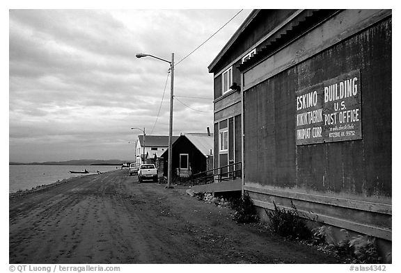 Eskimo building and US Post office on Shore avenue. Kotzebue, North Western Alaska, USA