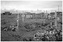 Cemetery. Kotzebue, North Western Alaska, USA (black and white)