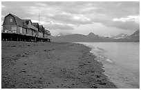 Houses on the Spit. Homer, Alaska, USA (black and white)