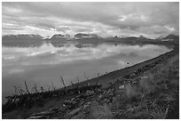 Katchemak Bay from the Spit, dusk. Homer, Alaska, USA (black and white)