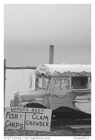 Seafood bus. Homer, Alaska, USA