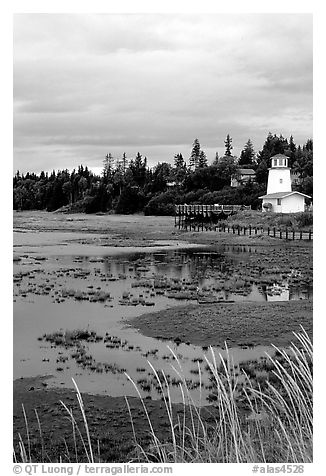 Lighthouse at low tide. Homer, Alaska, USA