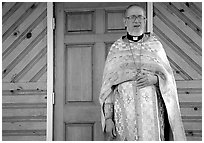 Orthodox priest. Ninilchik, Alaska, USA (black and white)