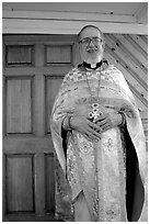 Orthodox priest. Ninilchik, Alaska, USA (black and white)