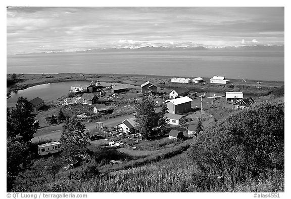 Old village. Ninilchik, Alaska, USA (black and white)