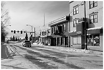 Downtown street in winter. Fairbanks, Alaska, USA ( black and white)