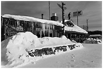 Chatanika Lodge in winter. Alaska, USA (black and white)
