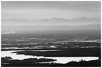 Alaska range rising above plain. Alaska, USA (black and white)