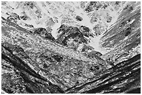 Snowy gullies. Alaska, USA ( black and white)