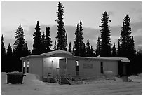 Post office at dusk, Cantwell. Alaska, USA (black and white)