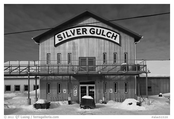 Silver Gulch, northernmost brewery. Fairbanks, Alaska, USA (black and white)