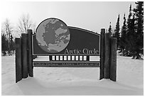 Arctic Circle marker, Dalton Highway. Alaska, USA ( black and white)