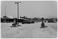 Coldfoot in winter. Alaska, USA (black and white)