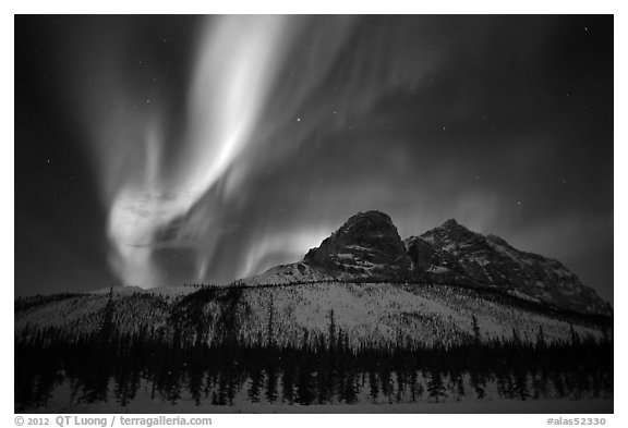 Multicolored Northern Lights above Mount Sukakpak. Alaska, USA