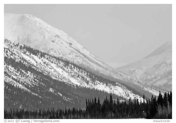 Brooks range mountains in winter. Alaska, USA (black and white)