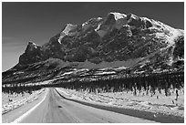 Dalton Highway and Mount Sukakpak. Alaska, USA ( black and white)