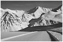 Frozen Dalton Highway, Atigun Pass. Alaska, USA ( black and white)