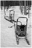 Sleds used for dog mushing. Wiseman, Alaska, USA ( black and white)