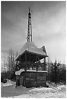 Energy-generating tower. Wiseman, Alaska, USA ( black and white)