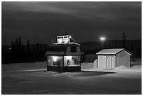 Drive-in coffee-shop night. Fairbanks, Alaska, USA ( black and white)