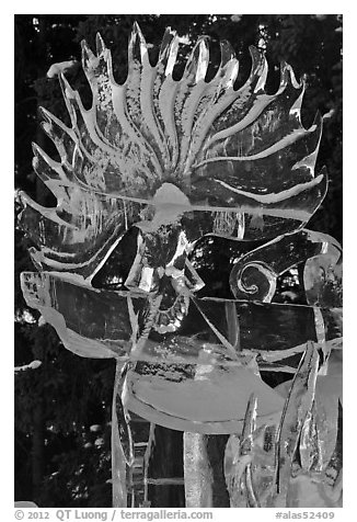 Detail of translucent pure ice sculpture. Fairbanks, Alaska, USA