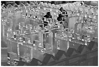 Maze made of ice, George Horner Ice Park. Fairbanks, Alaska, USA ( black and white)