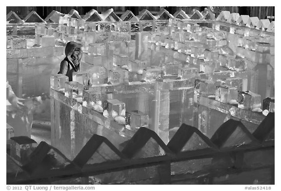 Woman in ice maze, Ice Alaska. Fairbanks, Alaska, USA