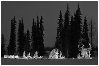 George Horner Ice Park at dusk, 2012 World Ice Art Championships. Fairbanks, Alaska, USA (black and white)