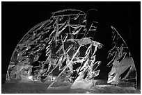 Illuminated ice carving, 2012 Ice Alaska. Fairbanks, Alaska, USA (black and white)