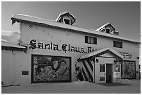 Santa Claus House facade. North Pole, Alaska, USA ( black and white)