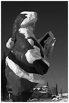 Santa Claus statue and house. North Pole, Alaska, USA (black and white)