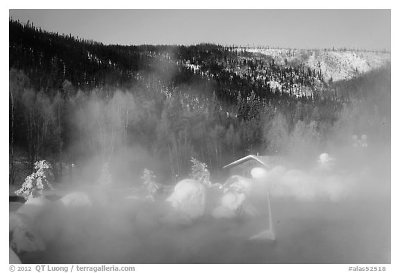 Pool, steam, and resort in winter. Chena Hot Springs, Alaska, USA