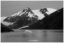 Icebergs in Portage Lake at dusk. Alaska, USA ( black and white)