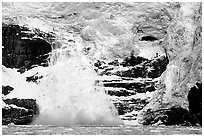 Surprise glacier calving into the sea. Prince William Sound, Alaska, USA (black and white)