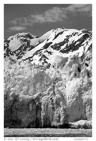 Surprise glacier. Prince William Sound, Alaska, USA (black and white)