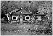 Wooden cabin. Alaska, USA ( black and white)