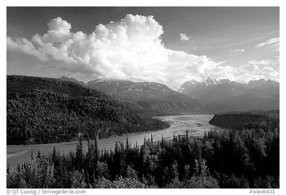 Matanuska River Valley. Alaska, USA (black and white)