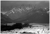 Light shining on Matanuska Glacier. Alaska, USA ( black and white)