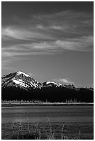 Mountains and Turnagain Arm near Portage. Alaska, USA ( black and white)