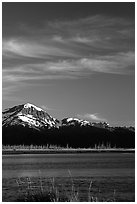 Mountains and Turnagain Arm near Portage. Alaska, USA (black and white)