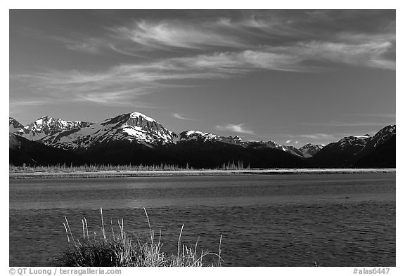 Black and White Picture/Photo: Mountains and Turnagain Arm near Portage ...