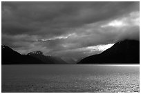 Storm clouds hang over the Turnagain Arm. Alaska, USA ( black and white)