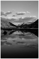 Tern Lake in late afternoon. Alaska, USA ( black and white)